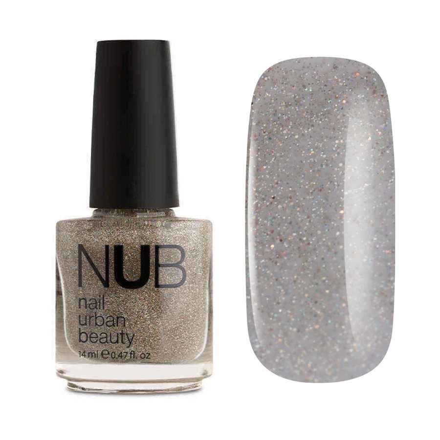 Лак для нігтів NUB Nail Polish 103 Holographic Glitter прозорий, зі щільними голографічними блискітками 14 мл