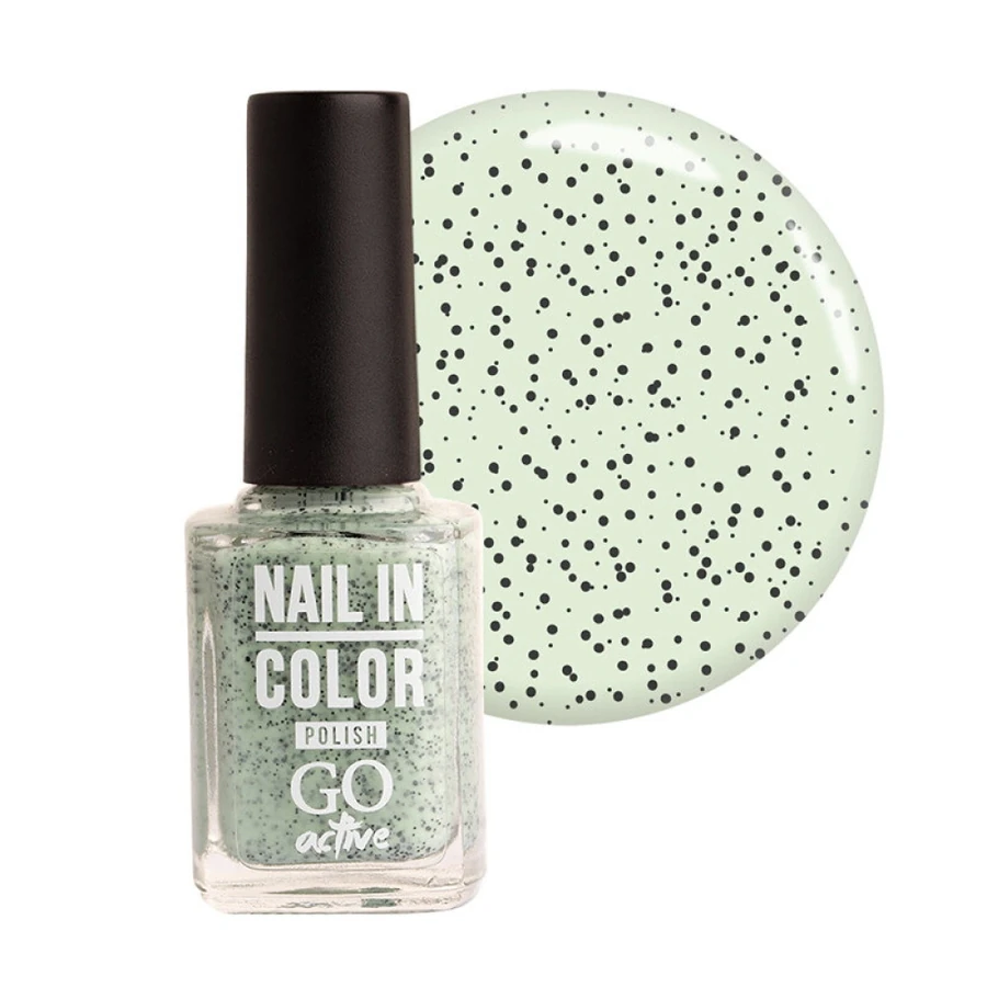 Лак для нігтів GO Active Nail in Color №65 молочно-салатовий, з чорними крапками 10 мл