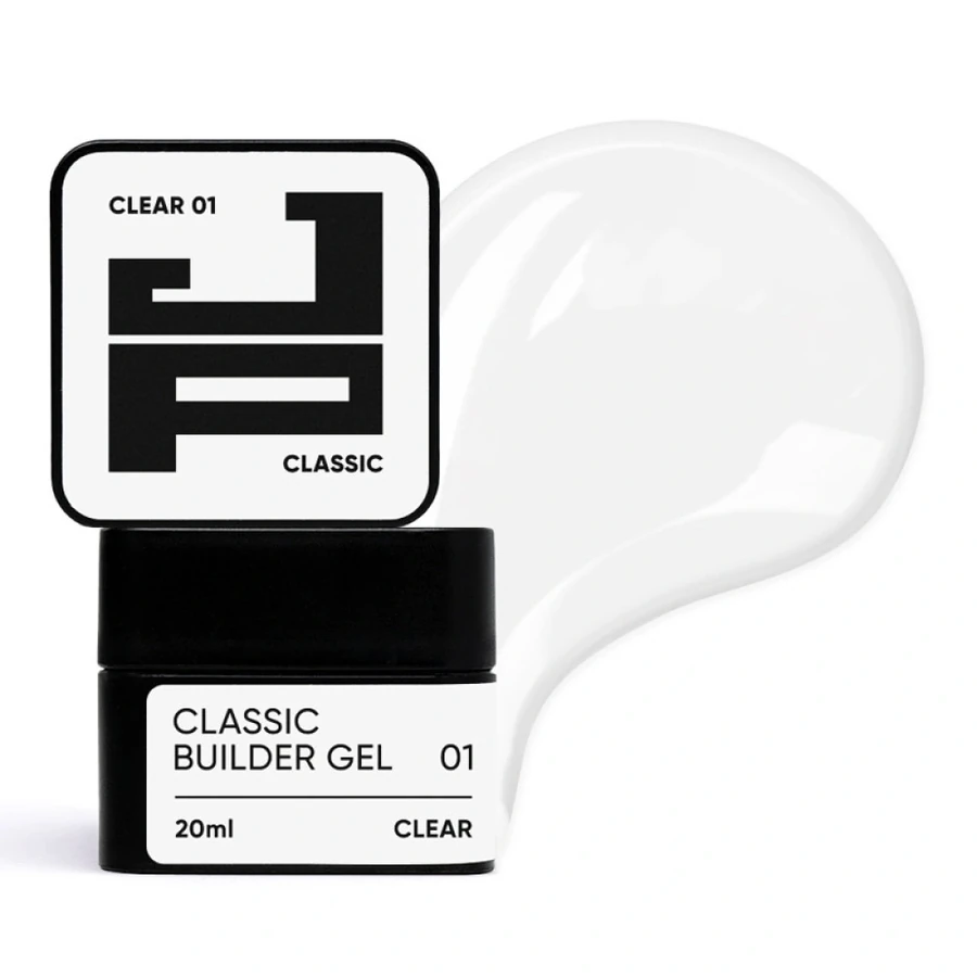 Класичний білдер-гель для моделювання та зміцнення Jerden-Proff Classic Builder Gel 01 Clear прозорий 20 мл