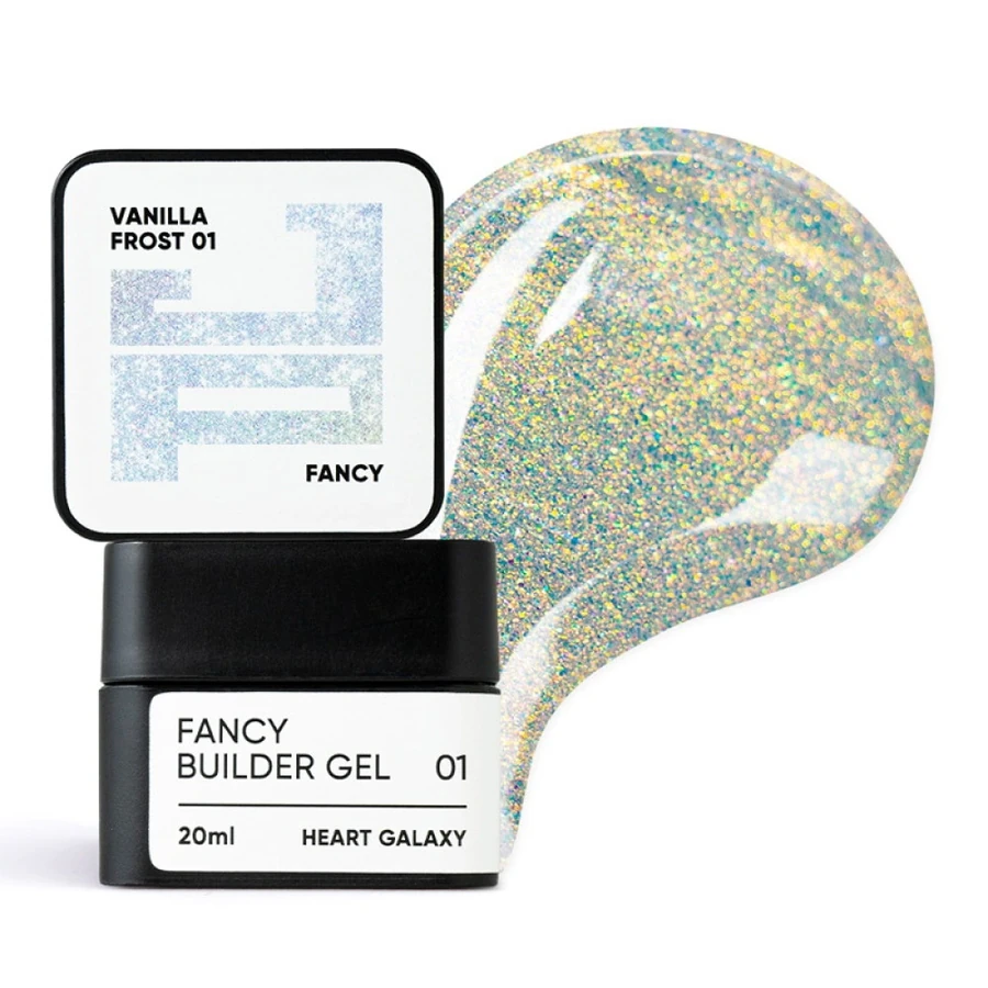 Білдер-гель з ефектом хамелеону Jerden-Proff Fancy Builder Gel 01 Vanilla Frost золотисто-срібний 20 мл