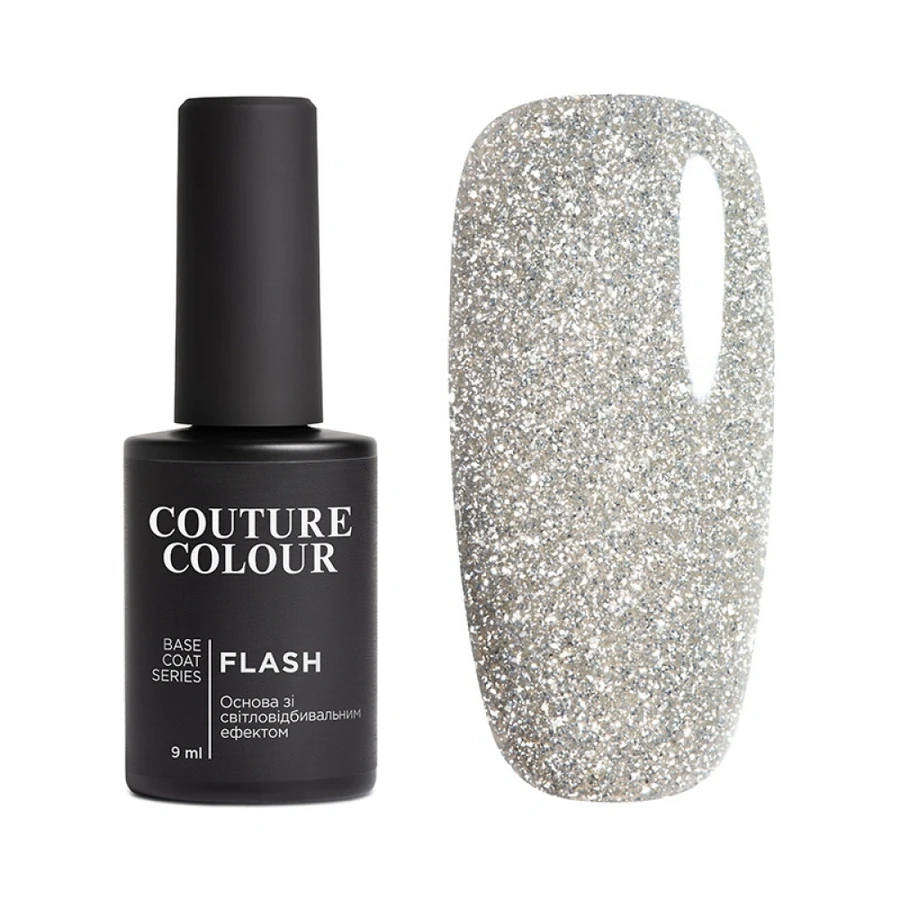 Кольорова база зі світловідбиваючим ефектом Couture Colour Colour Flash Base Coat 02 світлий бежевий 9 мл