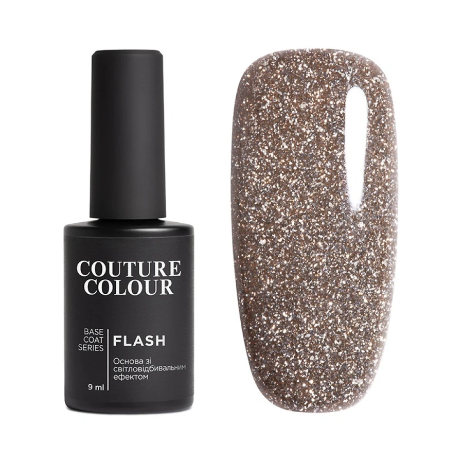 Кольорова база зі світловідбиваючим ефектом Couture Colour Colour Flash Base Coat 03 капучино 9 мл