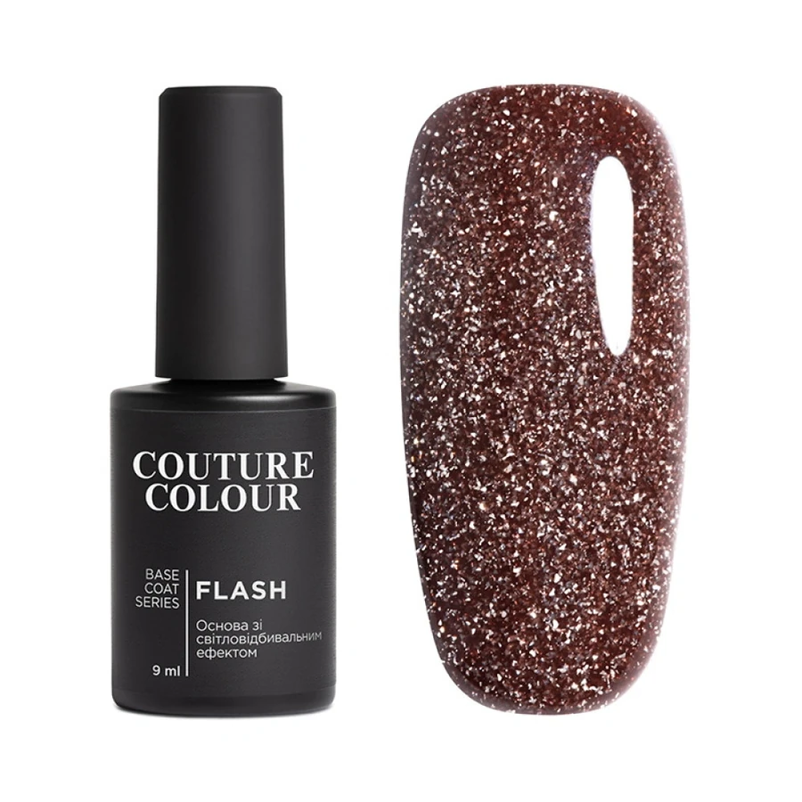 Кольорова база зі світловідбиваючим ефектом Couture Colour Colour Flash Base Coat 05 шоколад 9 мл
