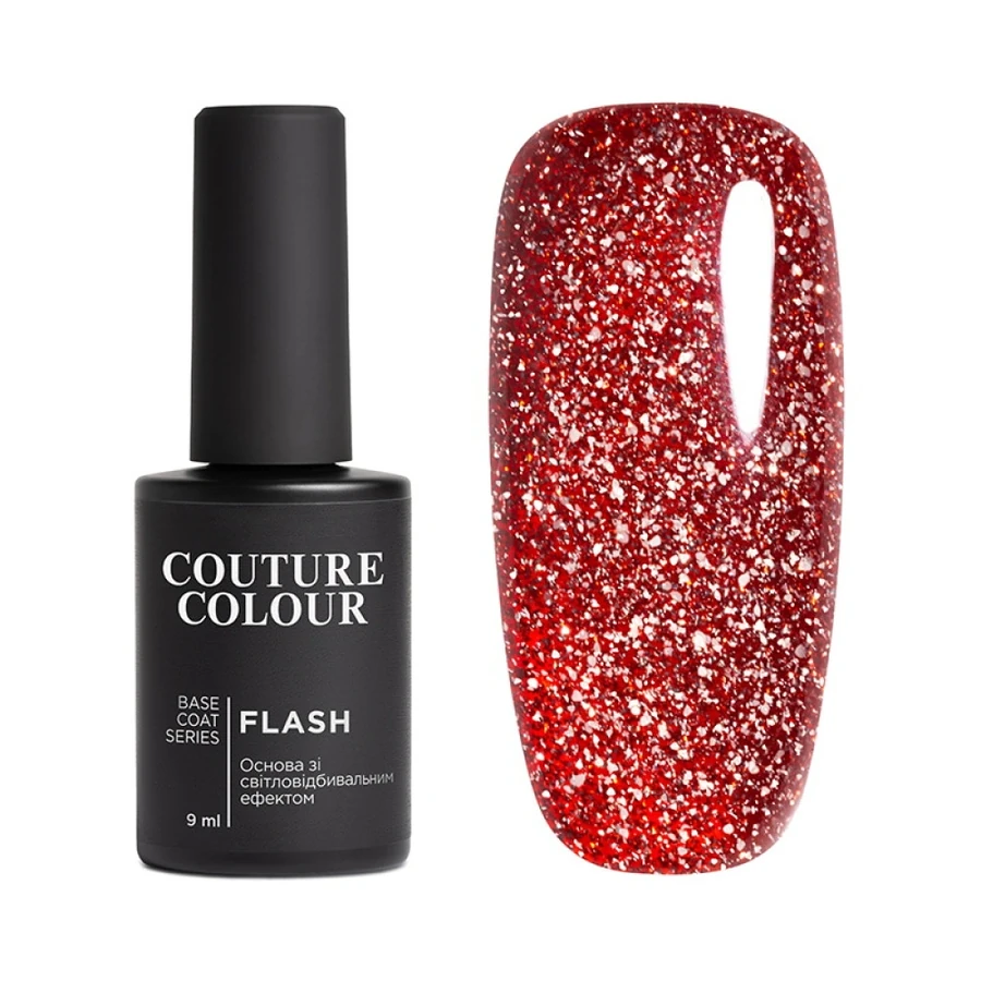 Кольорова база зі світловідбиваючим ефектом Couture Colour Colour Flash Base Coat 06 червоний 9 мл