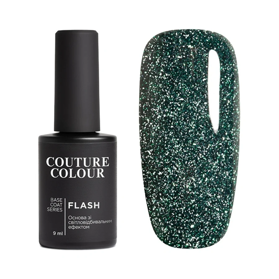 Кольорова база зі світловідбиваючим ефектом Couture Colour Colour Flash Base Coat 07 смарагд 9 мл