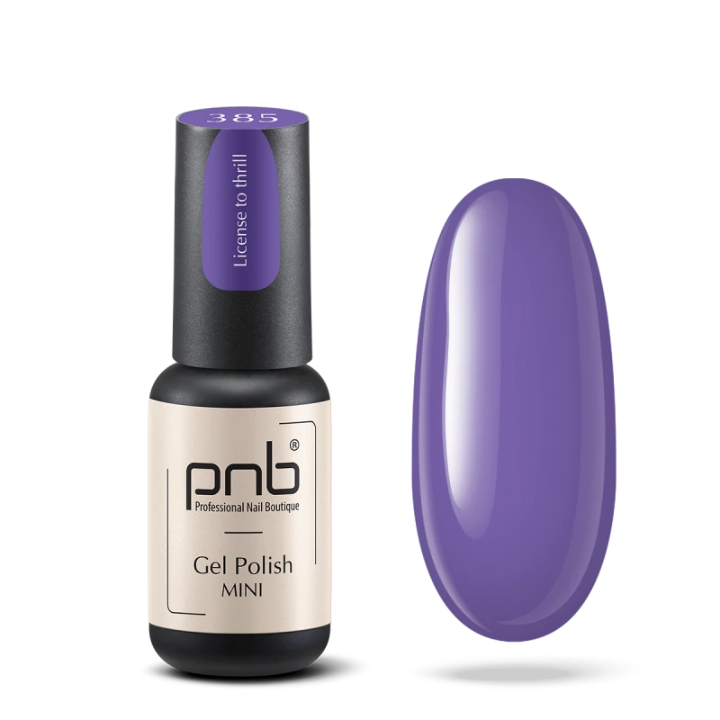 Гель-лак PNB Mini №385 License to Thrill насичений ліловий, емаль 4 мл
