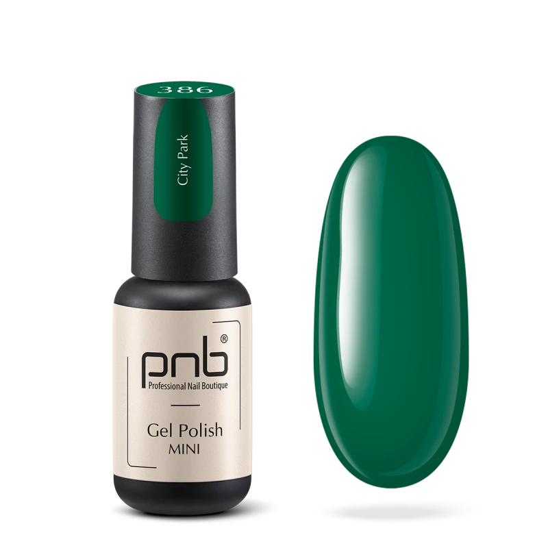 Гель-лак PNB Mini №386 City Park зелений, емаль 4 мл