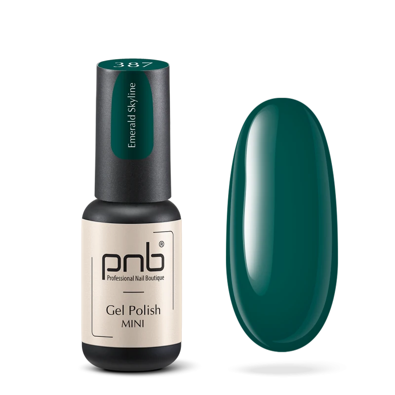 Гель-лак PNB Mini №387 Emerald Skyline смарагдовий, емаль 4 мл