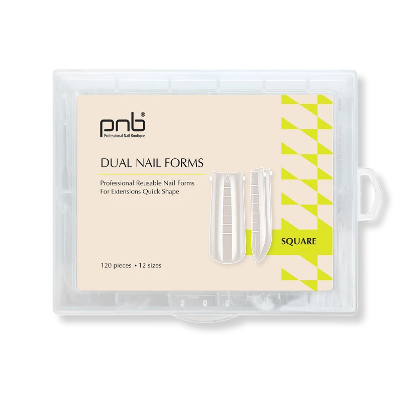 Багаторазові верхні форми для нарощування PNB Dual Nail Forms Square Квадрат 120 шт