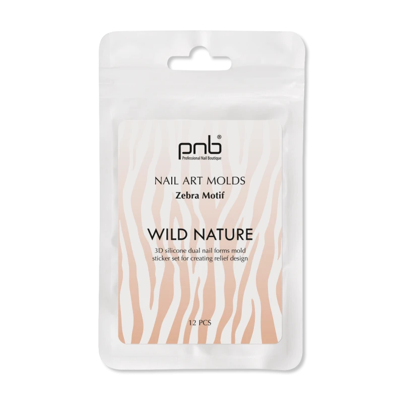 Силіконові молди для верхніх форм PNB Wild Nature Nail Art Molds Zebra Motif Зебровий мотив 12 шт