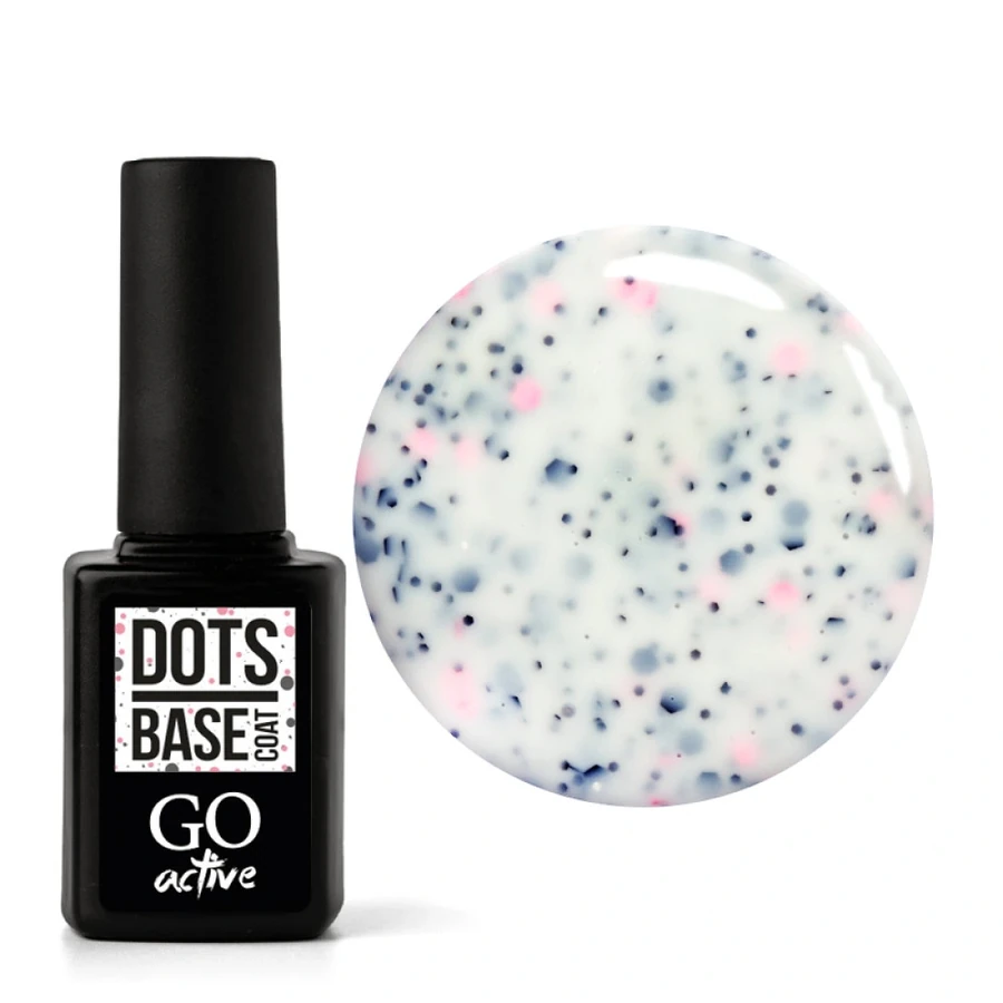 Каучукова камуфлююча база GO Active Dots Base Coat 04 молочний, з різнокольоровими вкрапленнями 10 мл