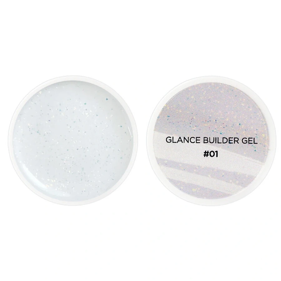 Гель для нарощування нігтів Couture Colour Glance Builder Gel 01 молочний, з шимером 15 мл