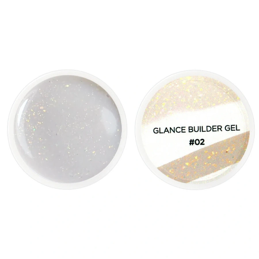 Гель для нарощування нігтів Couture Colour Glance Builder Gel 02 молочно-кремовий, з шимером 15 мл