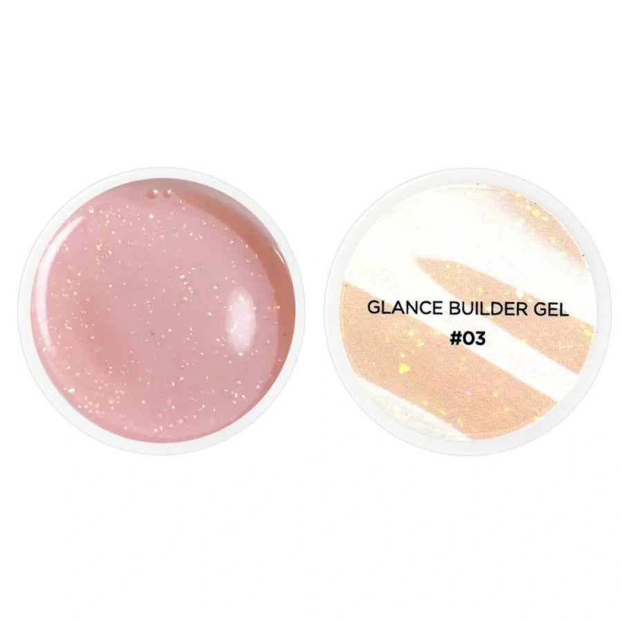Гель для нарощування нігтів Couture Colour Glance Builder Gel 03 блідо-рожевий нюд, з шимером 15 мл