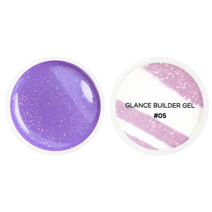 Гель для нарощування нігтів Couture Colour Glance Builder Gel 05 бузковий, з шимером 15 мл
