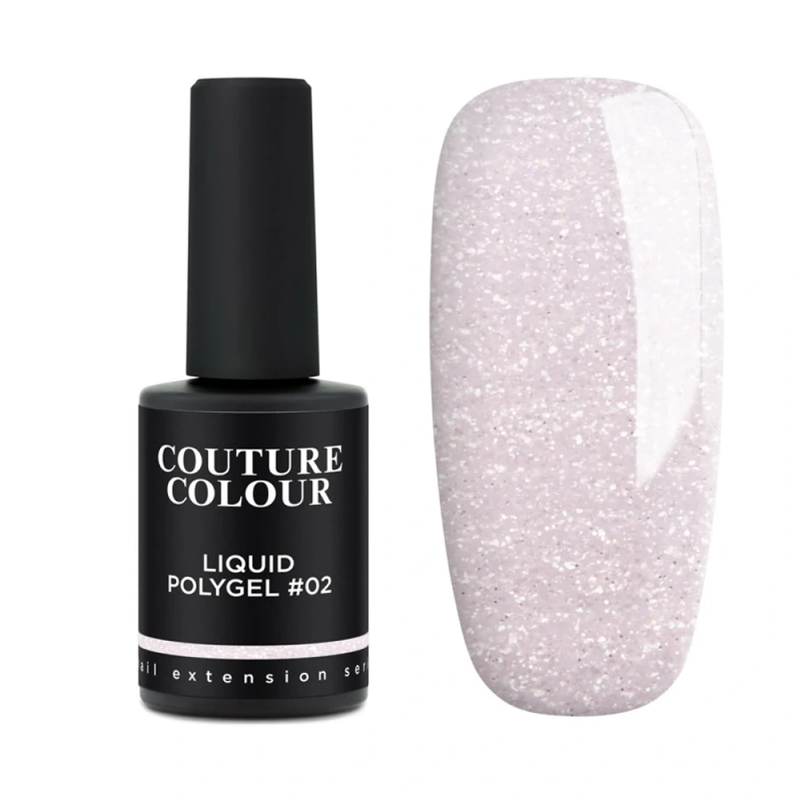 Рідкий полігель Couture Colour Liquid Polygel 02 рожевий, з блискітками 9 мл
