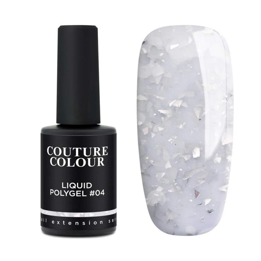 Рідкий полігель Couture Colour Liquid Polygel 04 молочний, з фольгою 9 мл