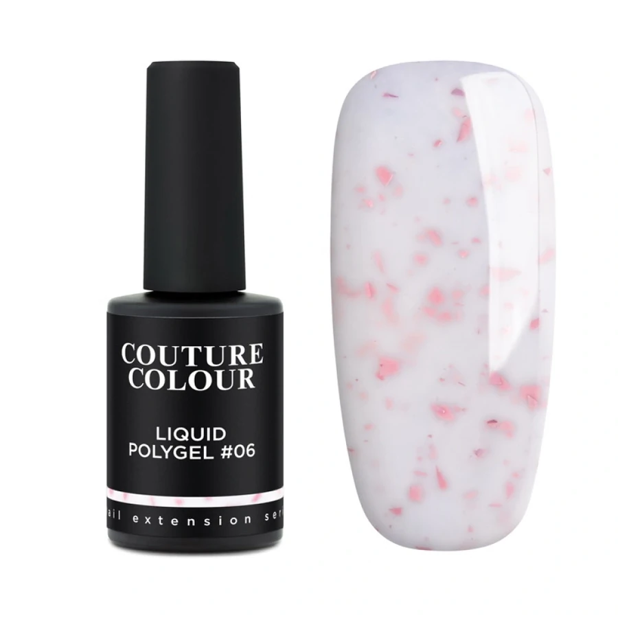 Рідкий полігель Couture Colour Liquid Polygel 06 молочний, з рожевою фольгою 9 мл