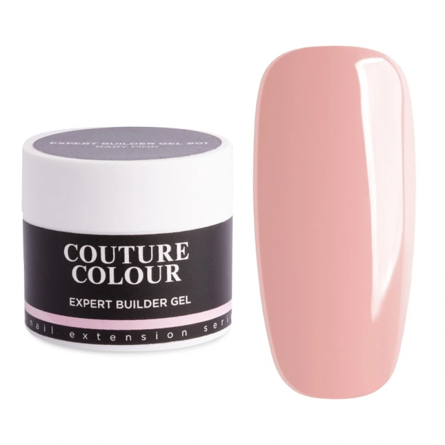Трифазний білдер-гель для нарощування нігтів Couture Colour Expert Builder Gel 01 Baby Pink рожевий 15 мл