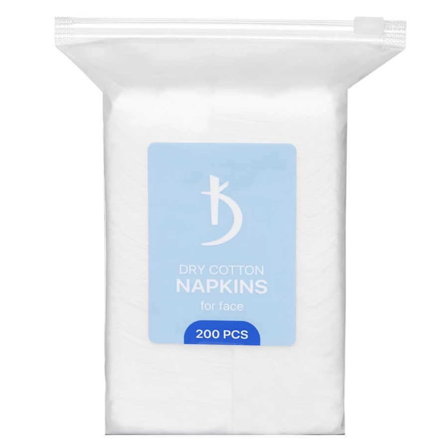 Серветки для обличчя сухі з бавовни Kodi Dry Cotton Napkins for Face 200 шт