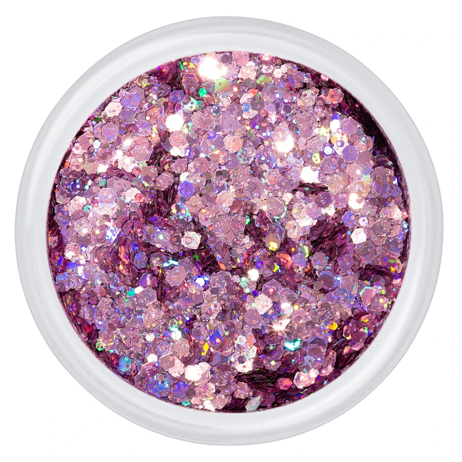 Блискітки Kodi Glitter Brocade 02 дрібні та великі шестикутники, холодний рожевий із голографічним переливом 3 г