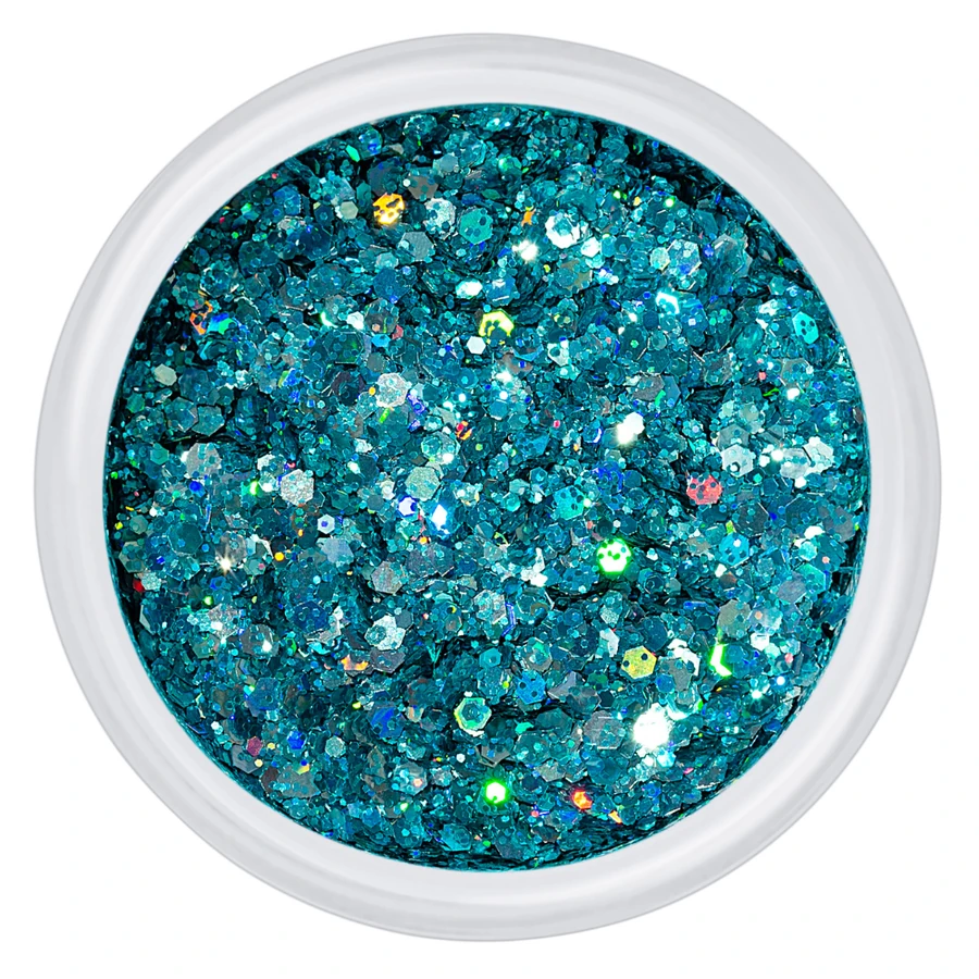 Блискітки Kodi Glitter Brocade 05 дрібні та великі шестикутники, насичений блакитний з голографічним переливом 3 г
