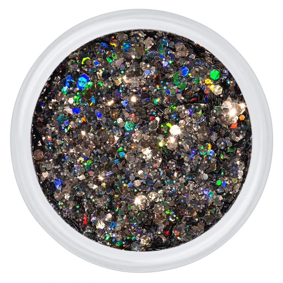 Блискітки Kodi Glitter Brocade 06 дрібні та великі шестикутники, чорний шоколад із голографічним переливом 3 г