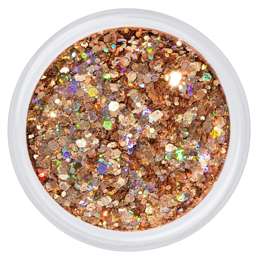 Блискітки Kodi Glitter Brocade 07 дрібні та великі шестикутники, ніжне рожеве золото з голографічним переливом 3 г