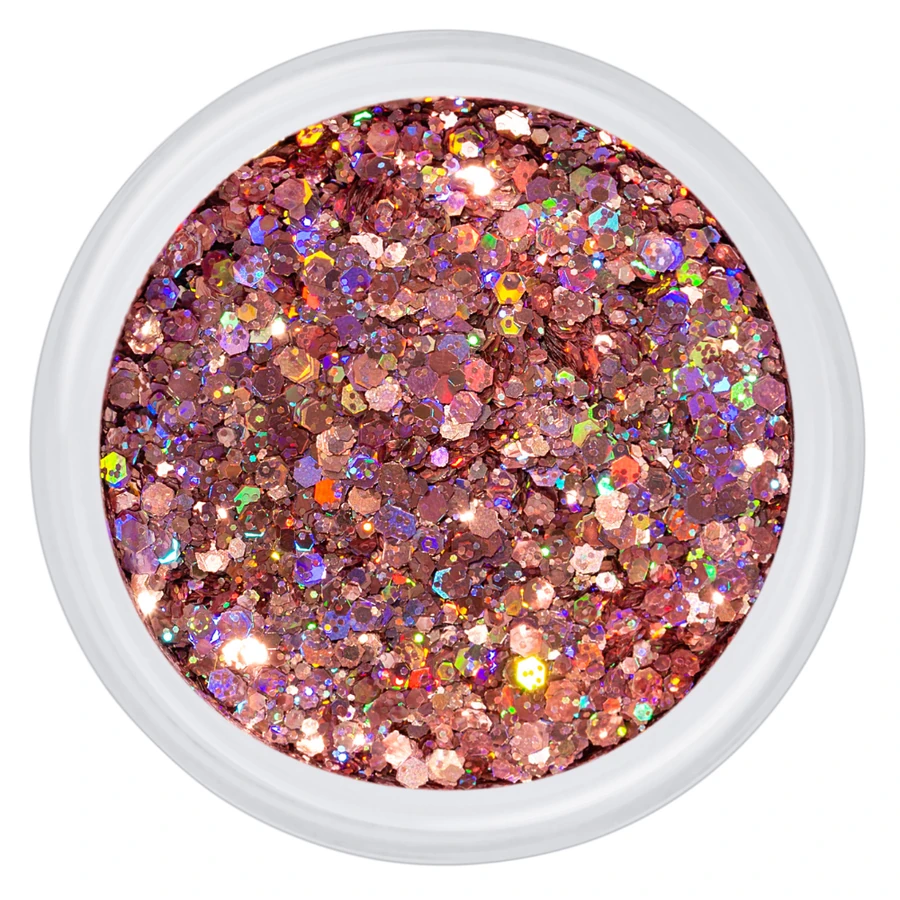Блискітки Kodi Glitter Brocade 10 дрібні та великі шестикутники, теплий рожевий з голографічним переливом 3 г