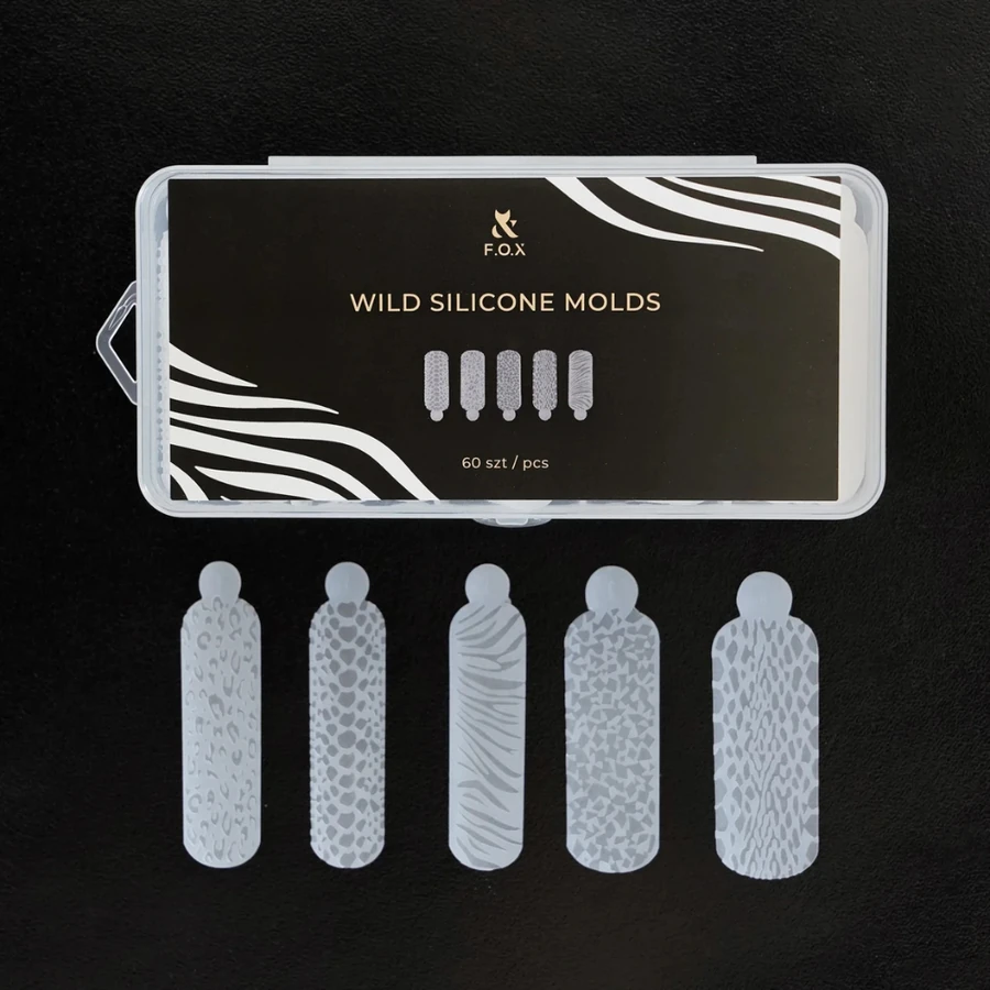 Багаторазові силіконові форми для дизайну нігтів FOX Wild Silicone Molds тваринний камуфляж 60 шт