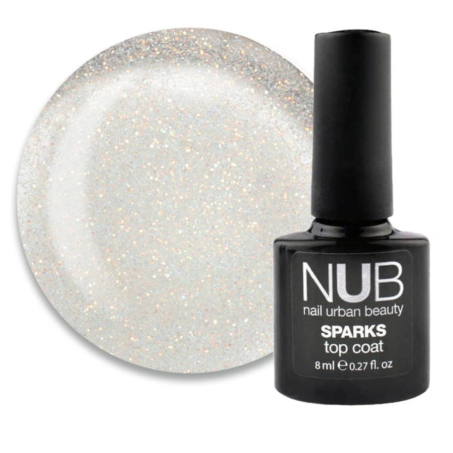Топ для гель-лаку з шимером NUB Sparks Top Coat Opal без липкого шару 8 мл