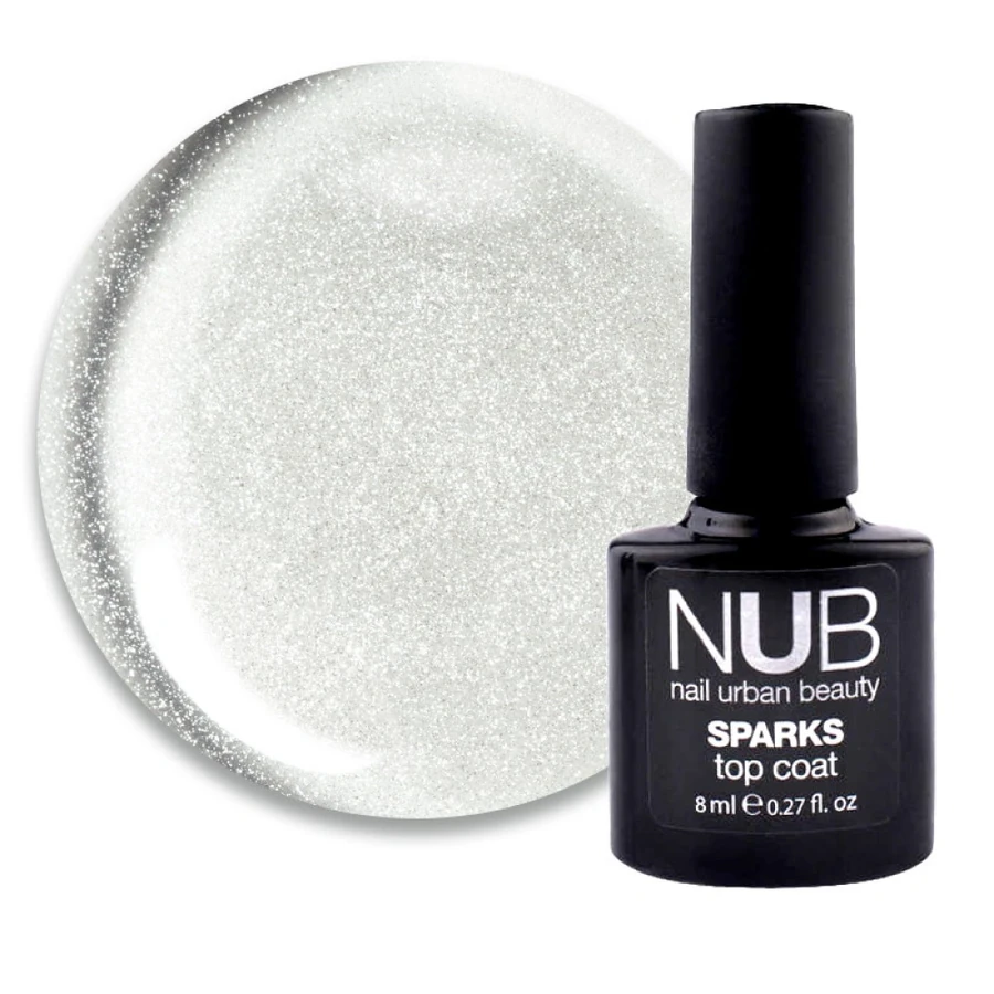 Топ для гель-лаку з шимером та легким перламутром NUB Sparks Top Coat Topaz без липкого шару 8 мл