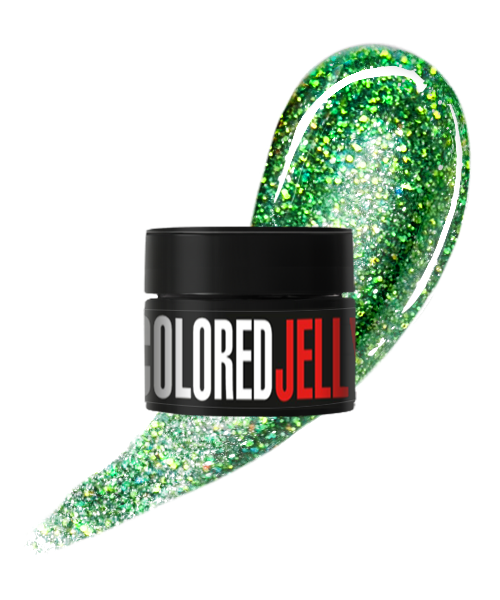Кольоровий гель-желе Kodi Colored Jelly Gel 06 світло-зелений, з голографічними блискітками 13 г