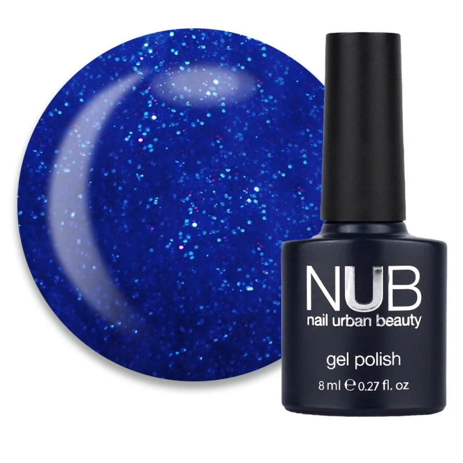Гель-лак NUB Gel Polish 037 Galaxy Tears темно-синій, з кольоровими блискітками 8 мл