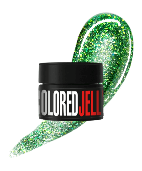 Кольоровий гель-желе Kodi Colored Jelly Gel 06 світло-зелений, з голографічними блискітками 30 г