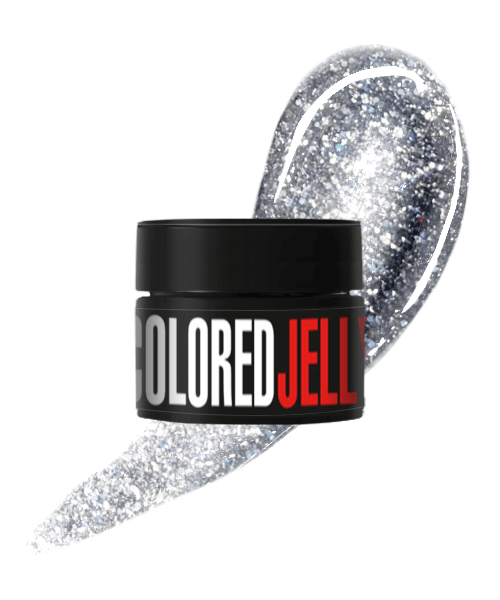 Кольоровий гель-желе Kodi Colored Jelly Gel 08 срібний, з голографічними блискітками 30 г