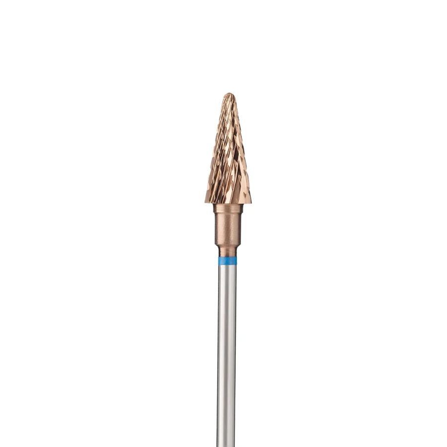 Фреза твердосплавна конус Kodi Carbide Nozzle 266 (RSG-266X HP.060) золотисте титанове напилення, середній абразив 6,0 мм