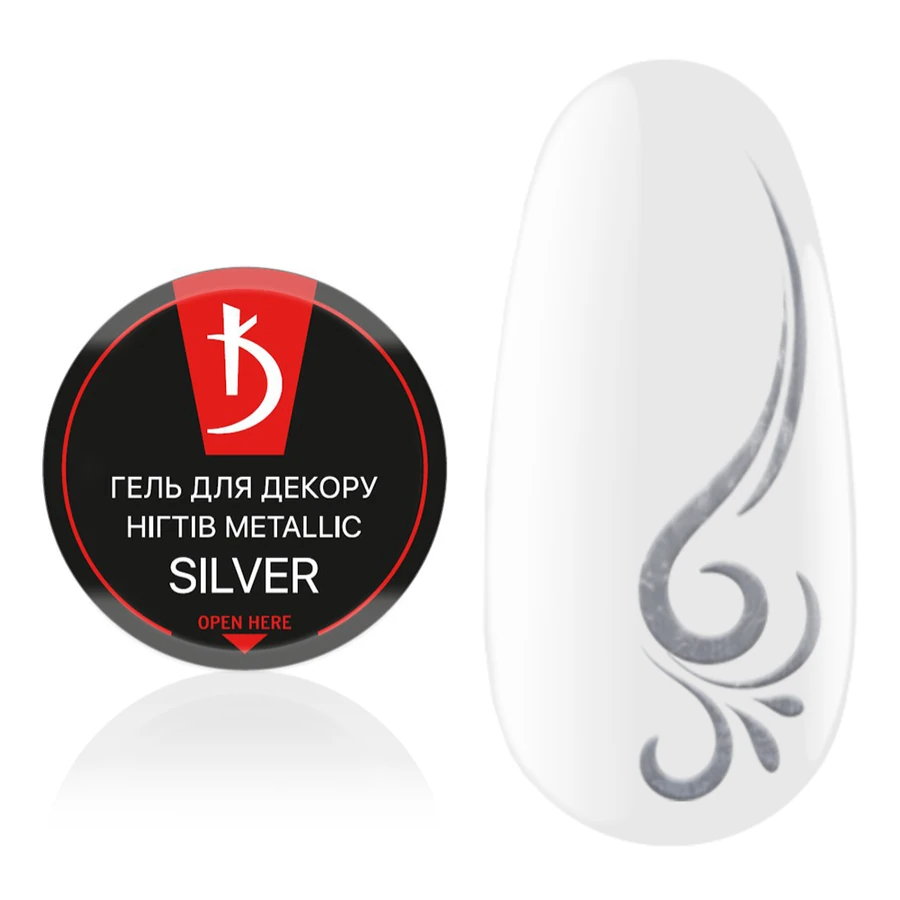 Гель для декору нігтів Kodi Gel for Nail Decoration Metallic Silver срібний металік 4 г