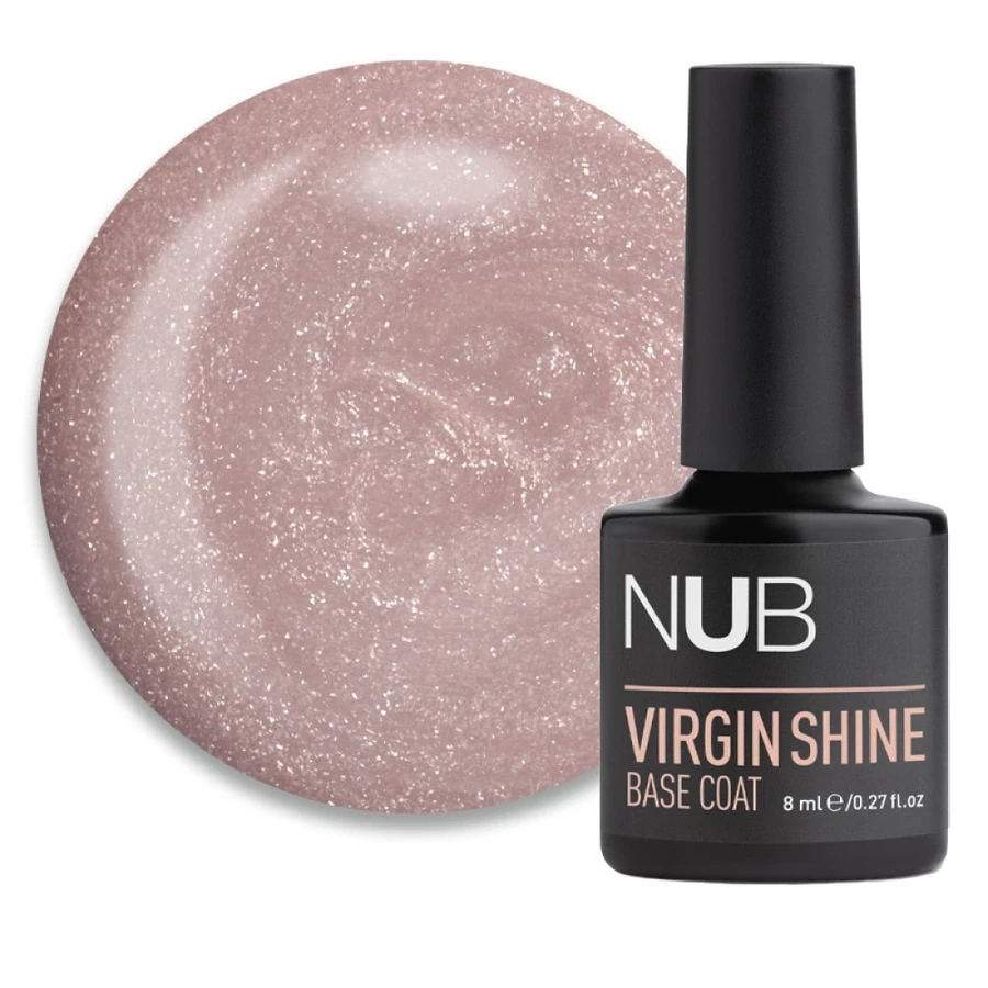 Каучукова камуфлююча база для гель-лаку NUB Virgin Shine Base Coat 05 Cocoa нюдовий латте, з шимером 8 мл