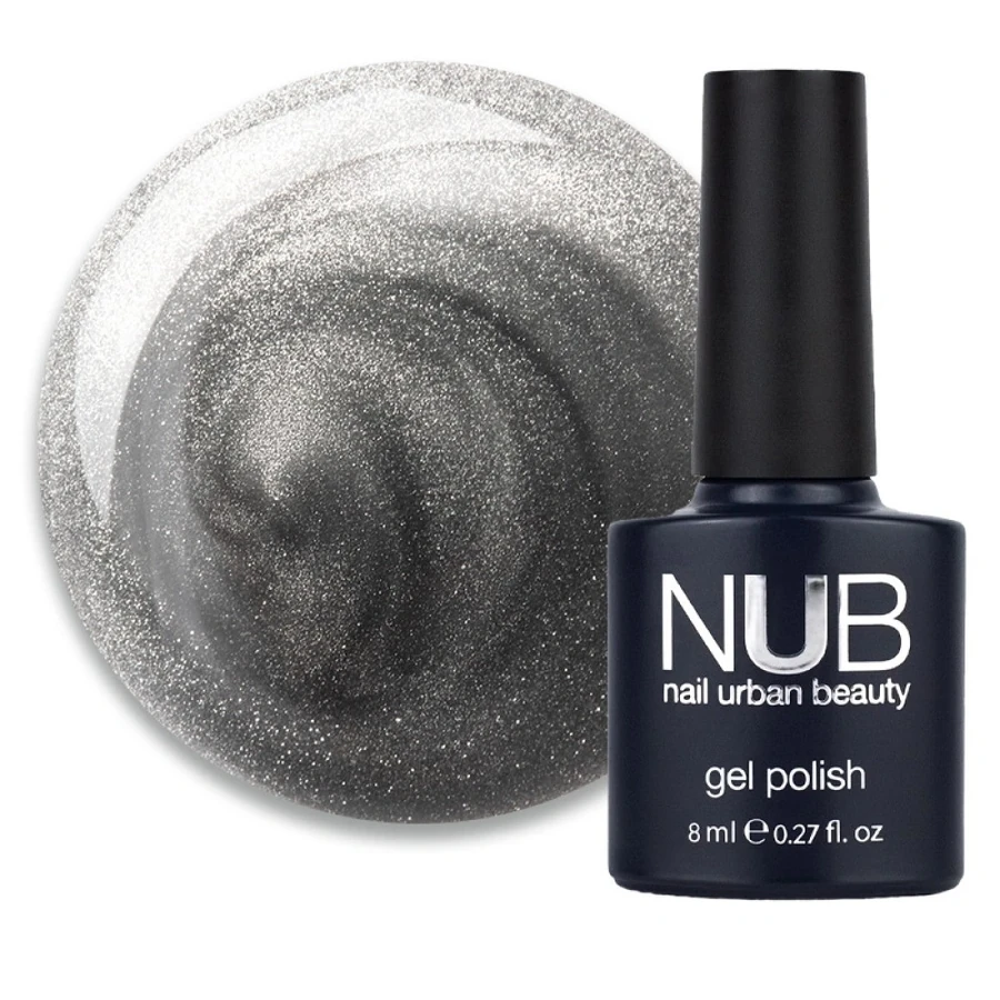 Гель-лак з відблиском NUB Mystery Gel Polish 9D 01 Moon темне срібло, магнітний 8 мл
