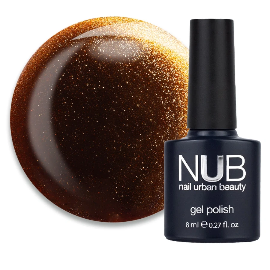 Гель-лак з відблиском NUB Mystery Gel Polish 9D 07 Sunset помаранчево-золотий, магнітний 8 мл