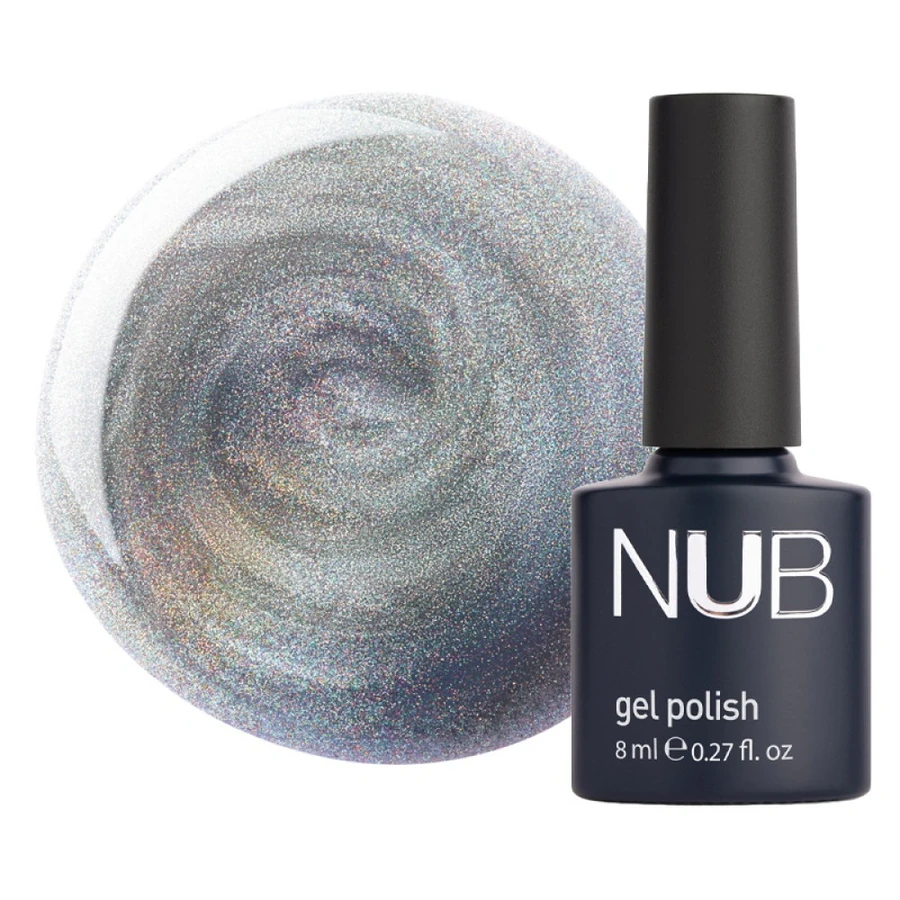 Гель-лак з відблиском NUB Mystery Gel Polish 9D 08 Prizma сріблястий райдужний голографік, магнітний 8 мл