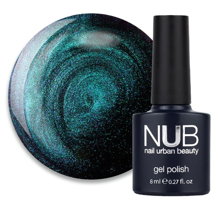 Гель-лак з відблиском NUB Mystery Gel Polish 9D 10 Nebula морська хвиля, магнітний 8 мл