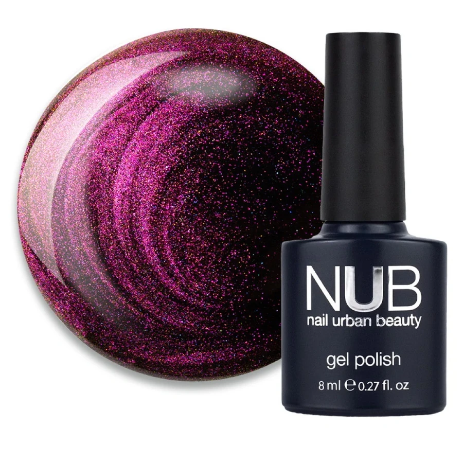 Гель-лак з відблиском NUB Mystery Gel Polish 9D 13 Eclipse малиново-рожевий, магнітний 8 мл