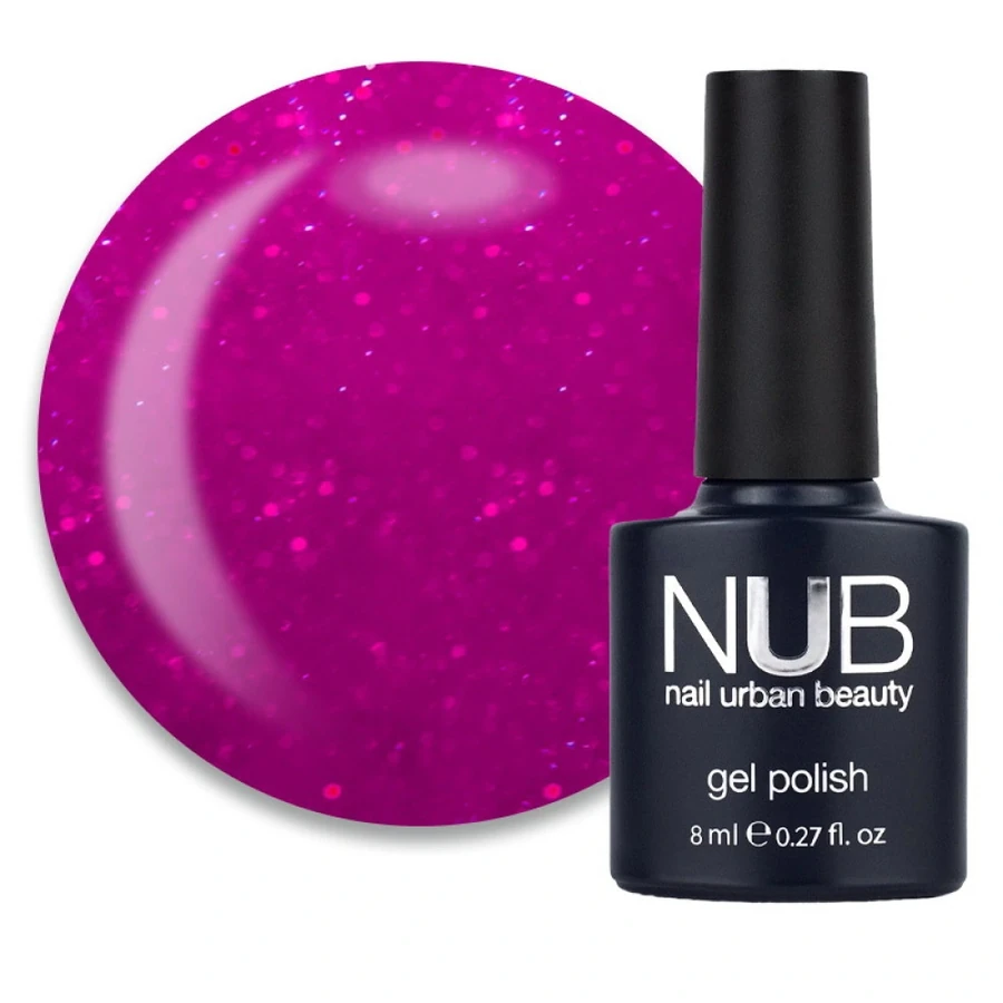 Гель-лак NUB Gel Polish 066 Beauty Editors фуксія, з блискітками 8 мл
