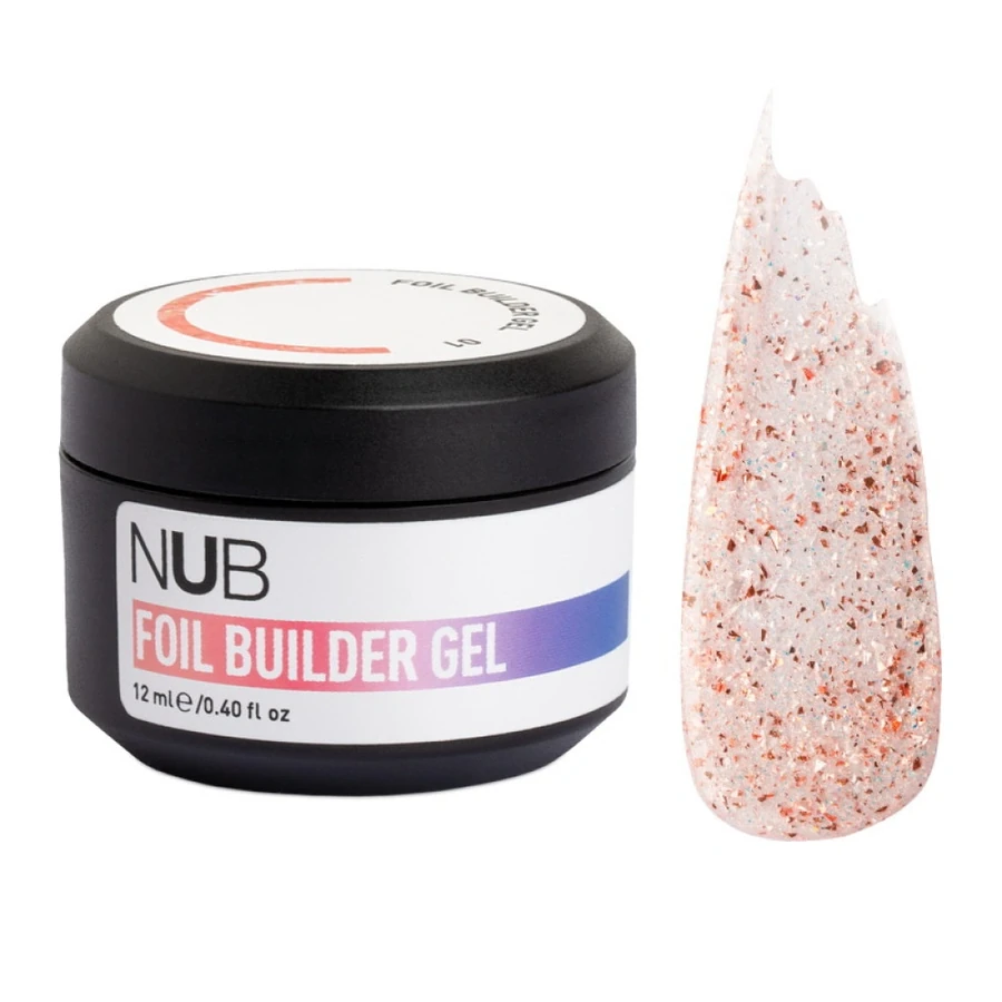 Білдер-гель для моделювання нігтів з поталлю NUB Foil Builder Gel 01 напівпрозорий персиковий 12 мл