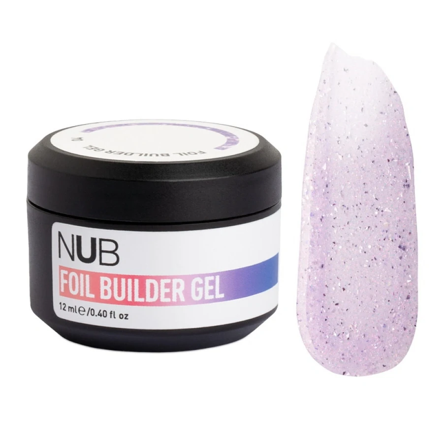 Білдер-гель для моделювання нігтів з поталлю NUB Foil Builder Gel 04 напівпрозорий бузковий 12 мл
