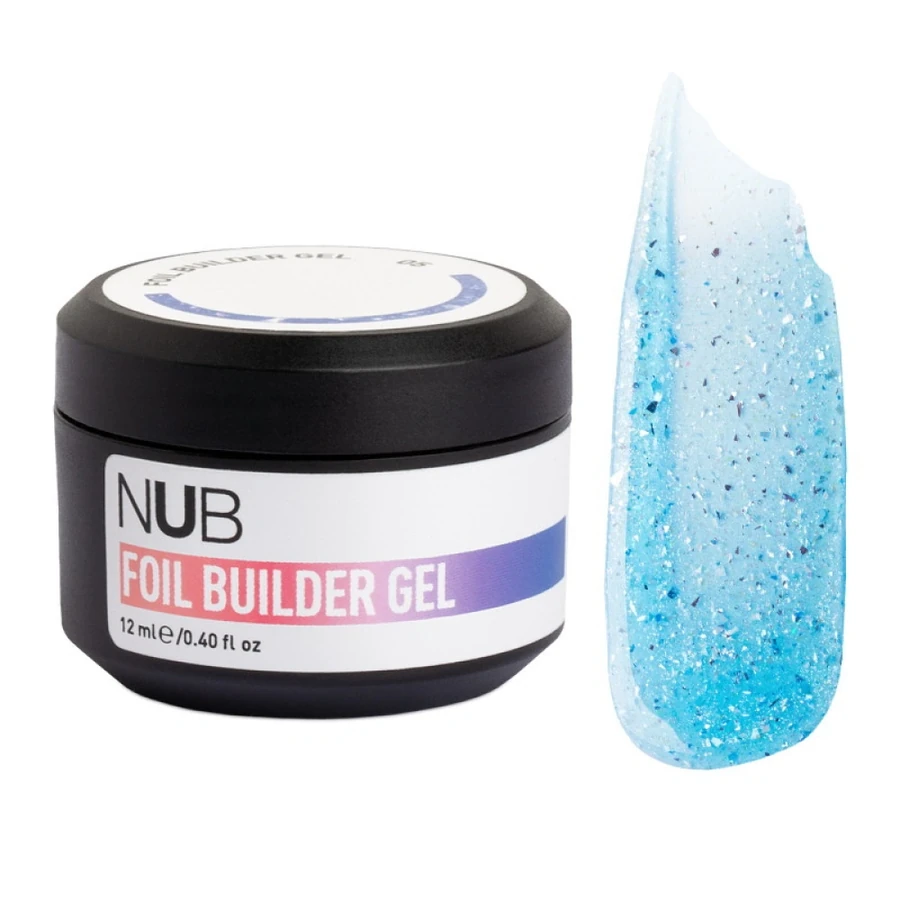 Білдер-гель для моделювання нігтів з поталлю NUB Foil Builder Gel 05 напівпрозорий синій 12 мл