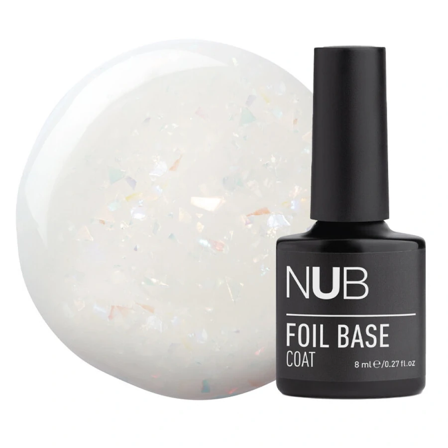 Каучукова база для гель-лаку NUB Foil Base Coat 01 молочний, з поталлю 8 мл