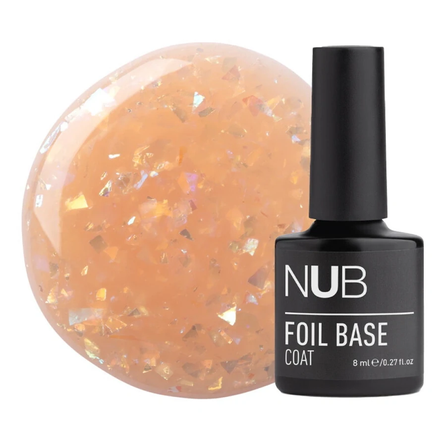 Каучукова база для гель-лаку NUB Foil Base Coat 03 персиковий, з поталлю 8 мл